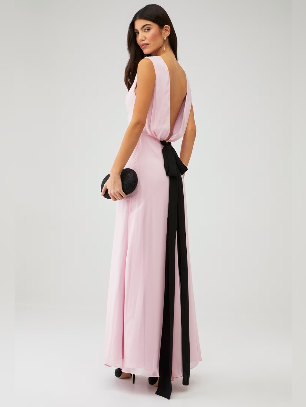 $325msrp Ćtre AimĆ© Daphne gown pink black tie backless prom event wedding glam